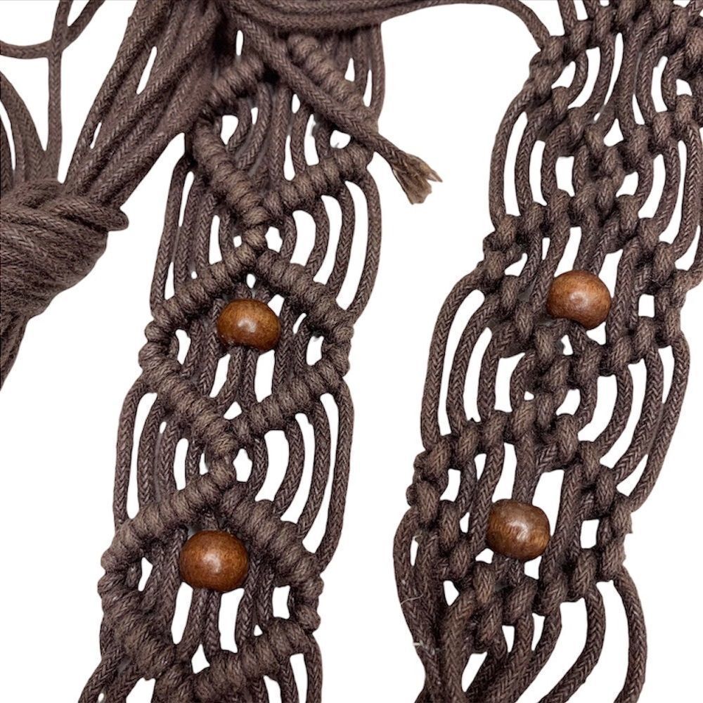 MACRAMÉ brown cord boho tie belt - Picture 4 of 6